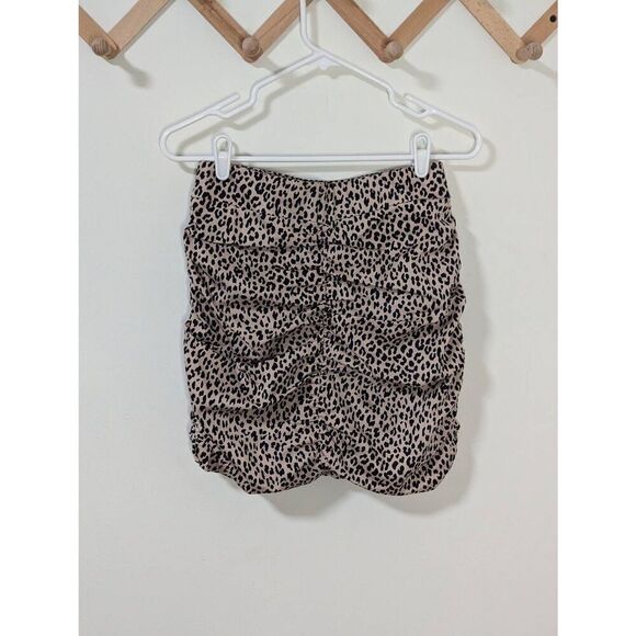 Zara Leopard Print Rouched Bodycon Mini Skirt - Size M - Picture 2 of 5